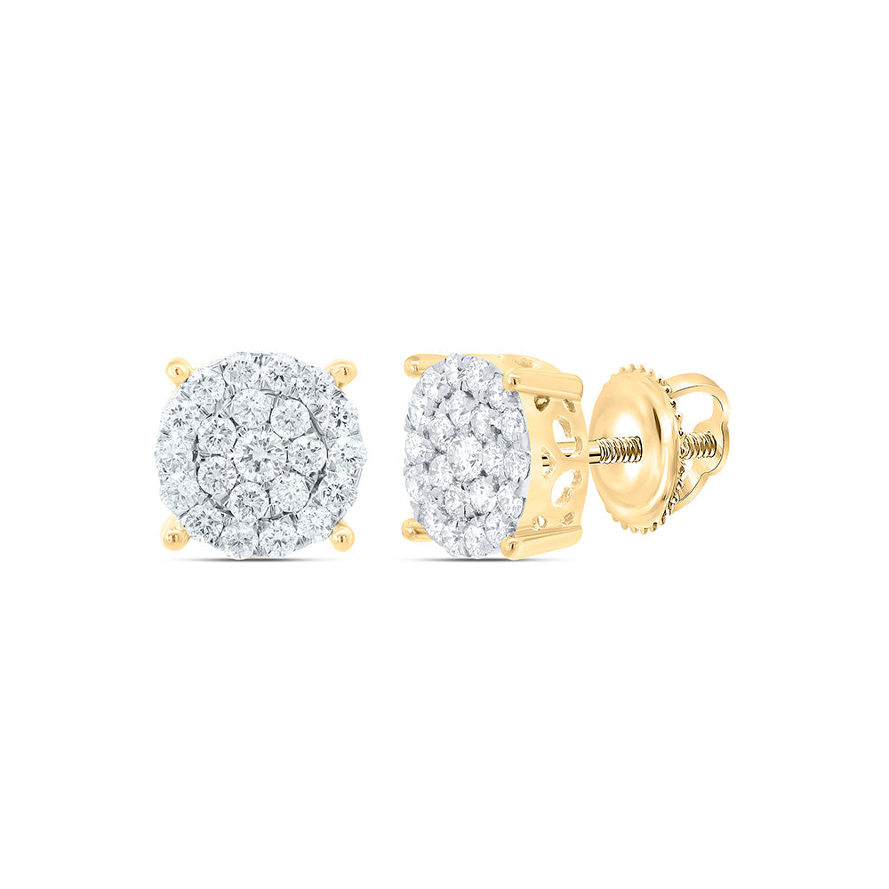 10K Yellow or White Gold 3/4 Ctw Natural Diamond Round Stud Earring