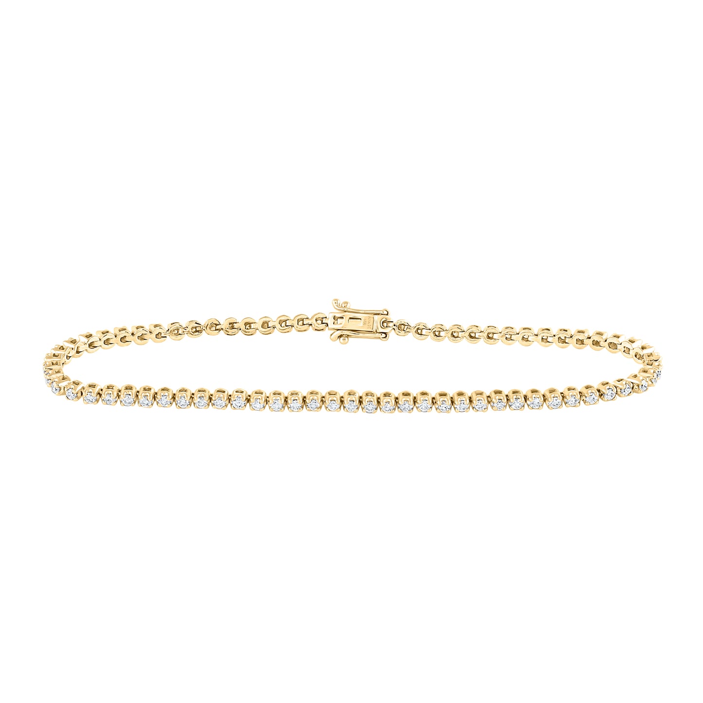 14K Yellow or White Gold 1 1/5 Ctw Natural Diamond Fashion Tennis Bracelet (7 Inch)
