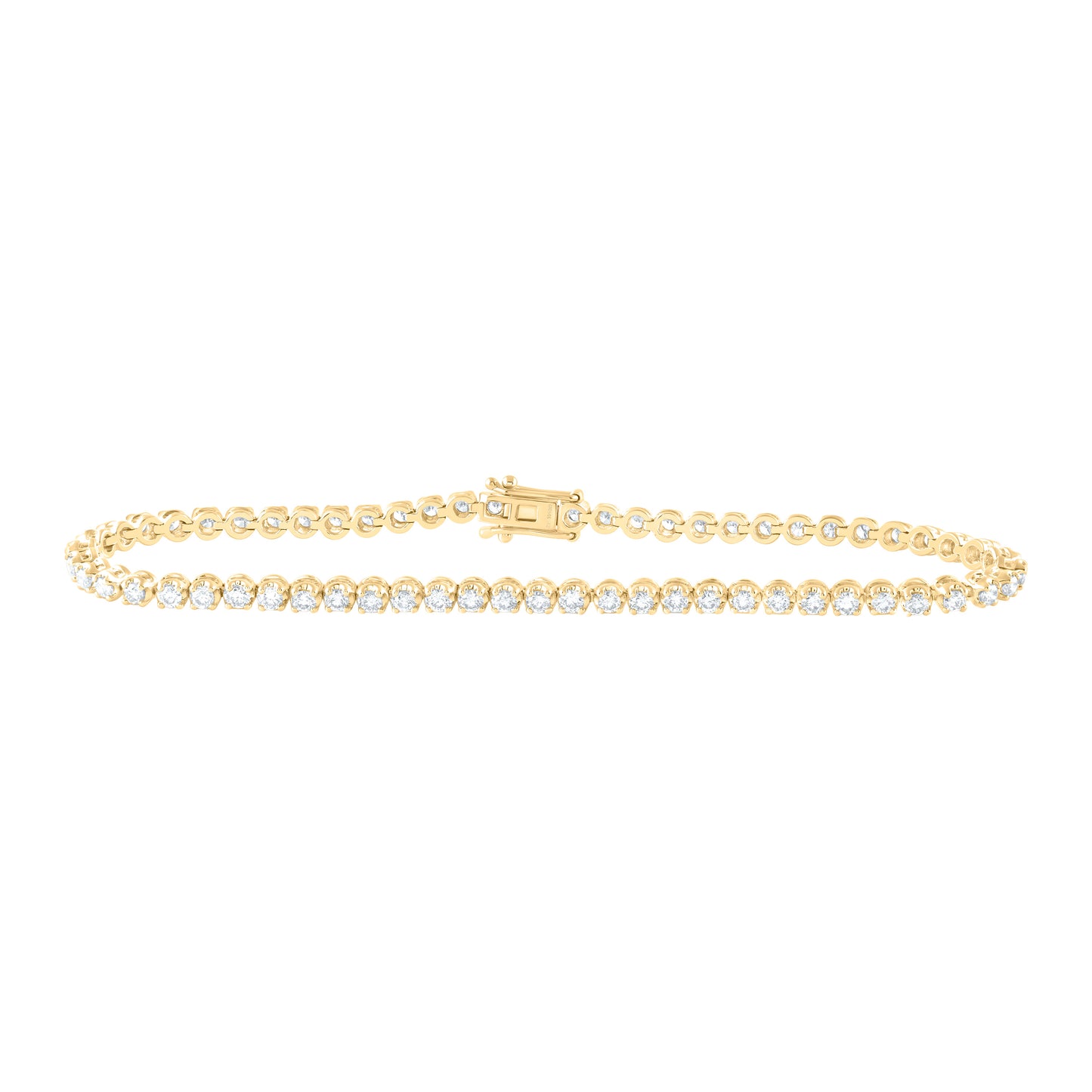 14K Yellow or White Gold 2 Ctw Natural Diamond Fashion Tennis Bracelet (7 Inch)