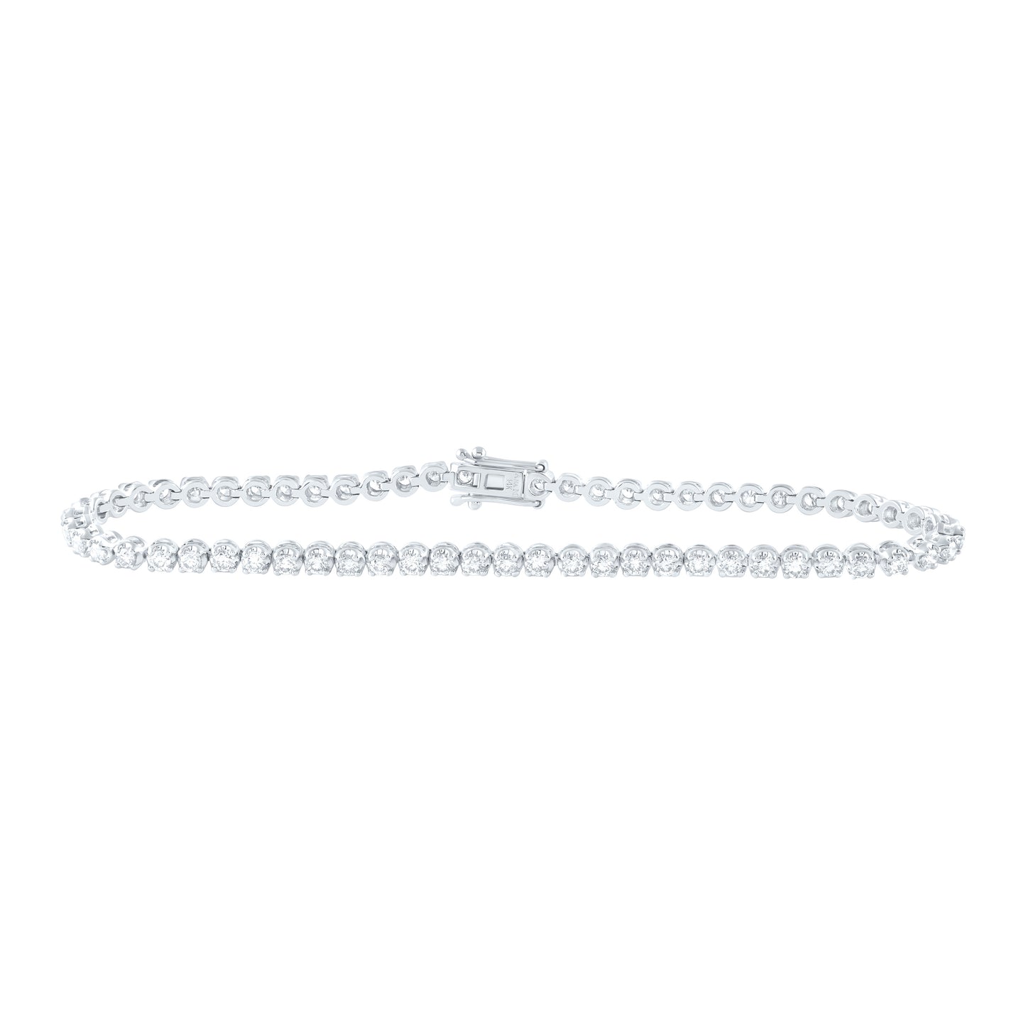 14K White Gold 2 Ctw Natural Diamond Fashion Tennis Bracelet (7 Inch)
