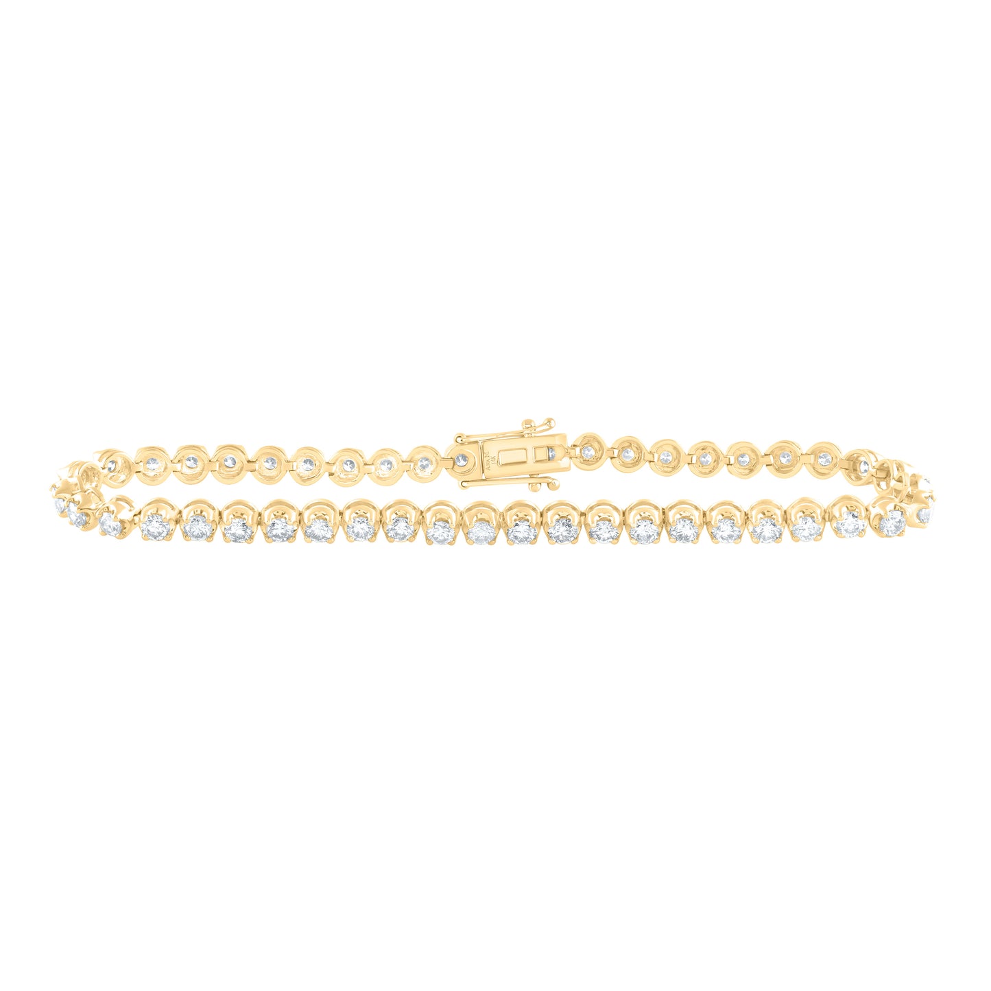 14K Yellow or White Gold 3 Ctw Natural Diamond Fashion Tennis Bracelet (7 Inch)