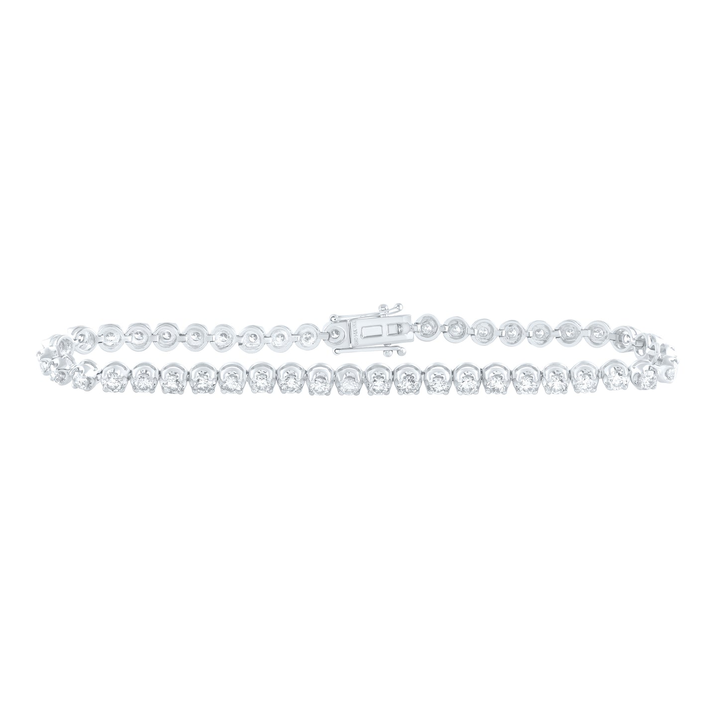 14K White Gold 4 Ctw Natural Diamond Fashion Tennis Bracelet (7 Inch)