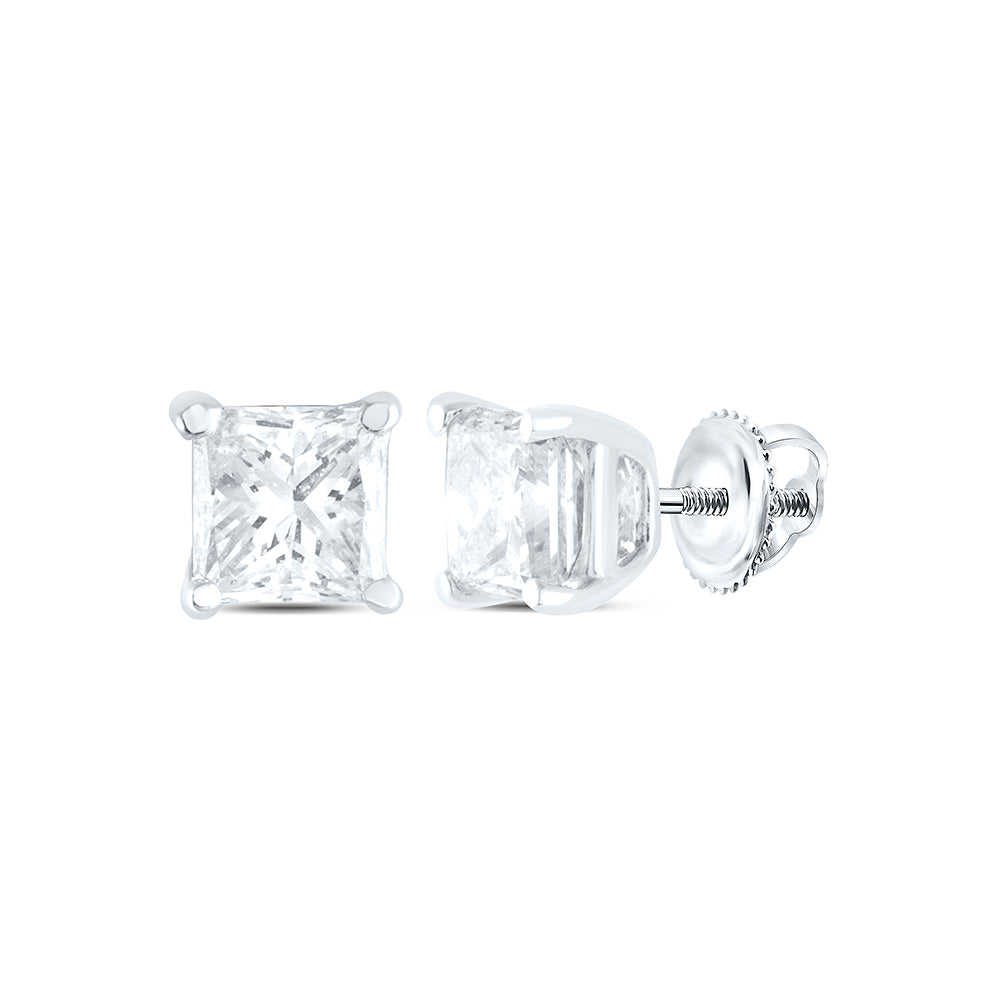 14K Yellow or White Gold 1/5 Ctw Natural Diamond I1-IJ Princess Solitaire Stud Earring