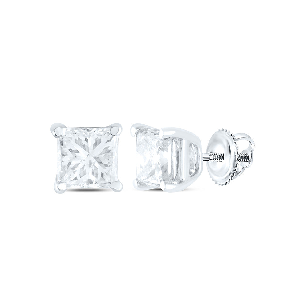 14K Yellow or White Gold 1/4 Ctw Natural Diamond I1-IJ Princess Solitaire Stud Earring