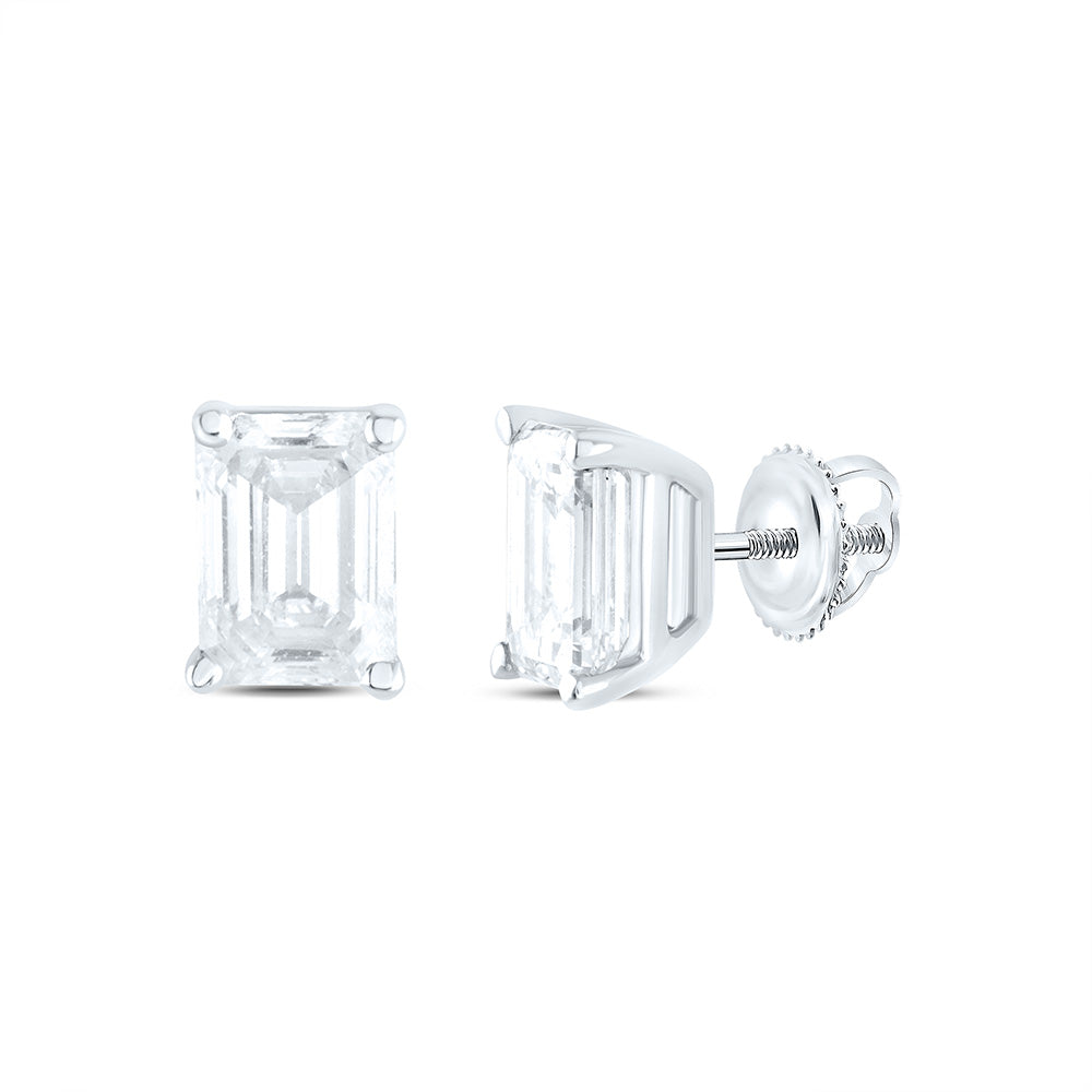 14K Yellow or White Gold 1/5 Ctw Natural Diamond I1-IJ Emerlad Solitaire Stud Earring