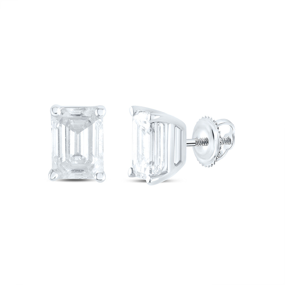 14K Yellow or White Gold 1/4 Ctw Natural Diamond I1-IJ Emerlad Solitaire Stud Earring