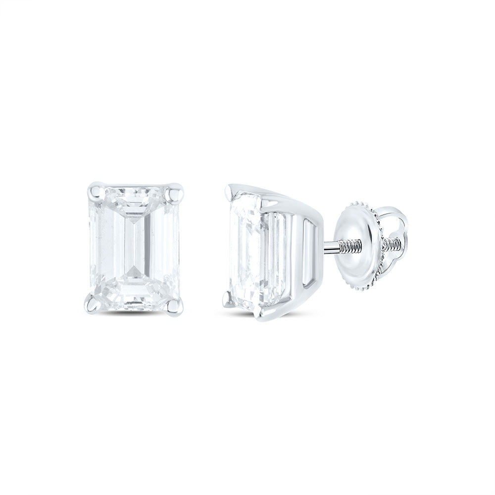 14K Yellow or White Gold 3/4 Ctw Natural Diamond I1-IJ Emerlad Solitaire Stud Earring
