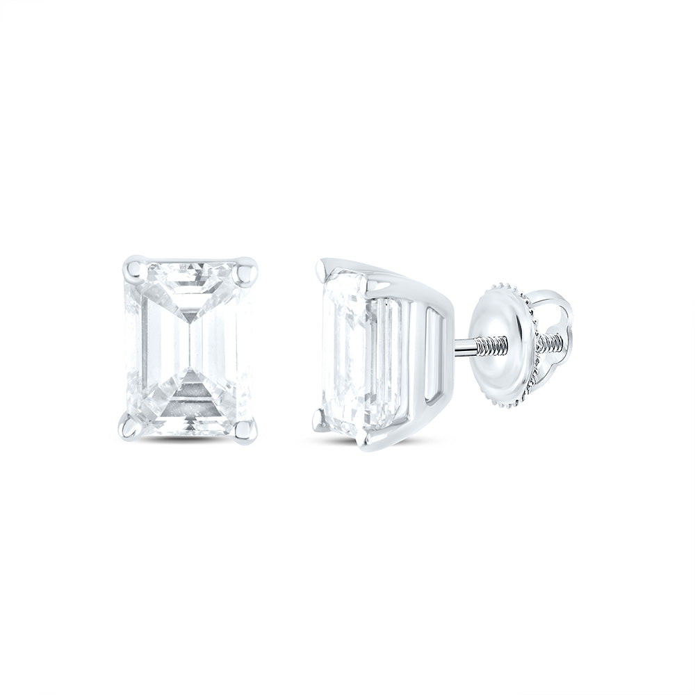 14K Yellow or White Gold 1 3/8 Ctw Natural Diamond I1-IJ Emerlad Solitaire Stud Earring