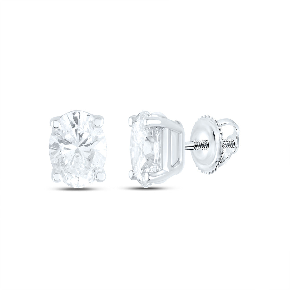 14K Yellow or White Gold 1/4 Ctw Natural Diamond I1-IJ Oval Solitaire Stud Earring