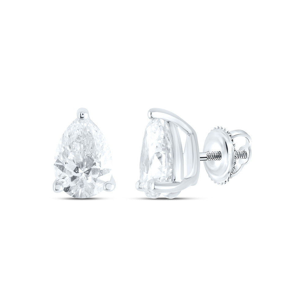 14K Yellow or White Gold 1/5 Ctw Natural Diamond I1-IJ Pear Solitaire Stud Earring