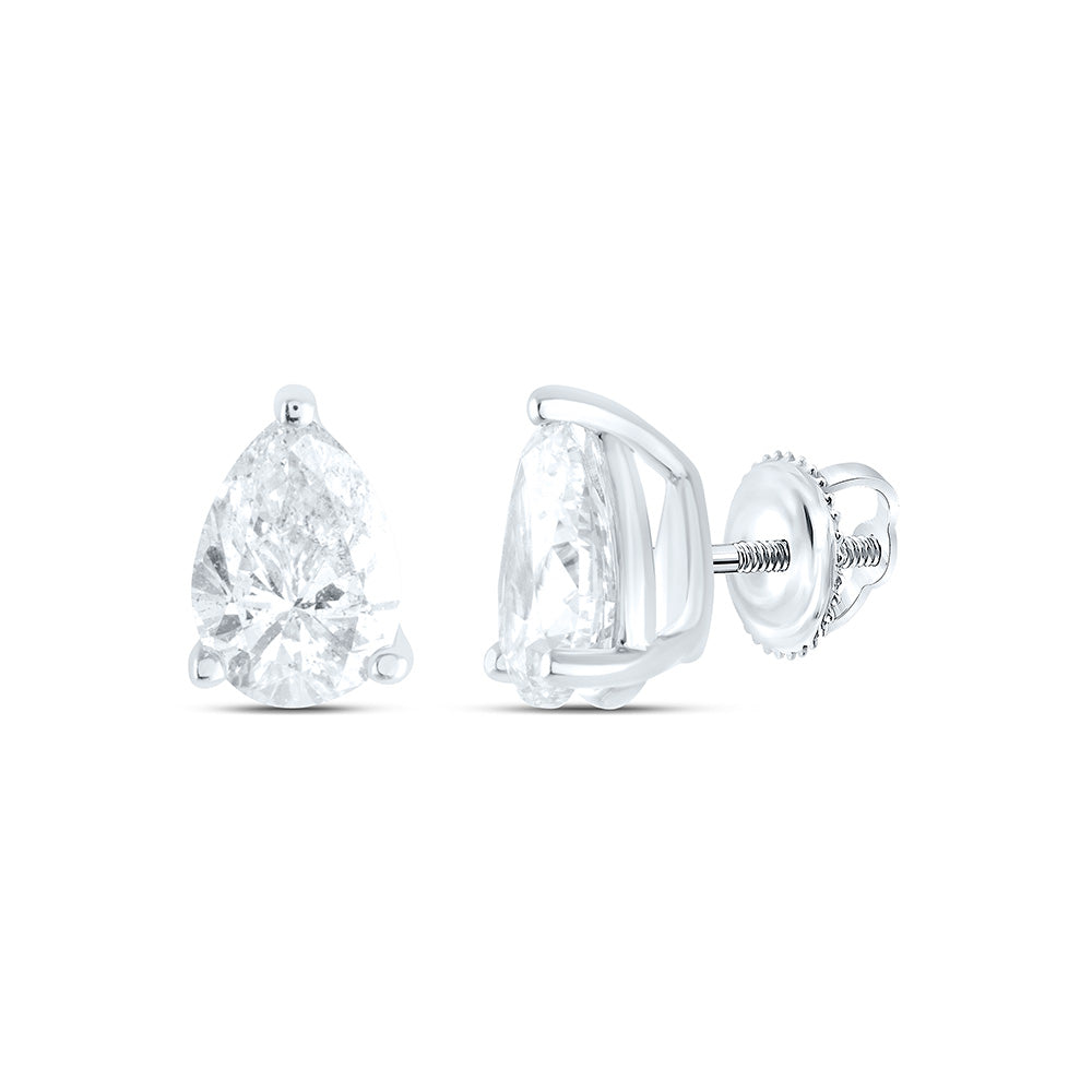 14K Yellow or White Gold 1/4 Ctw Natural Diamond I1-IJ Pear Solitaire Stud Earring