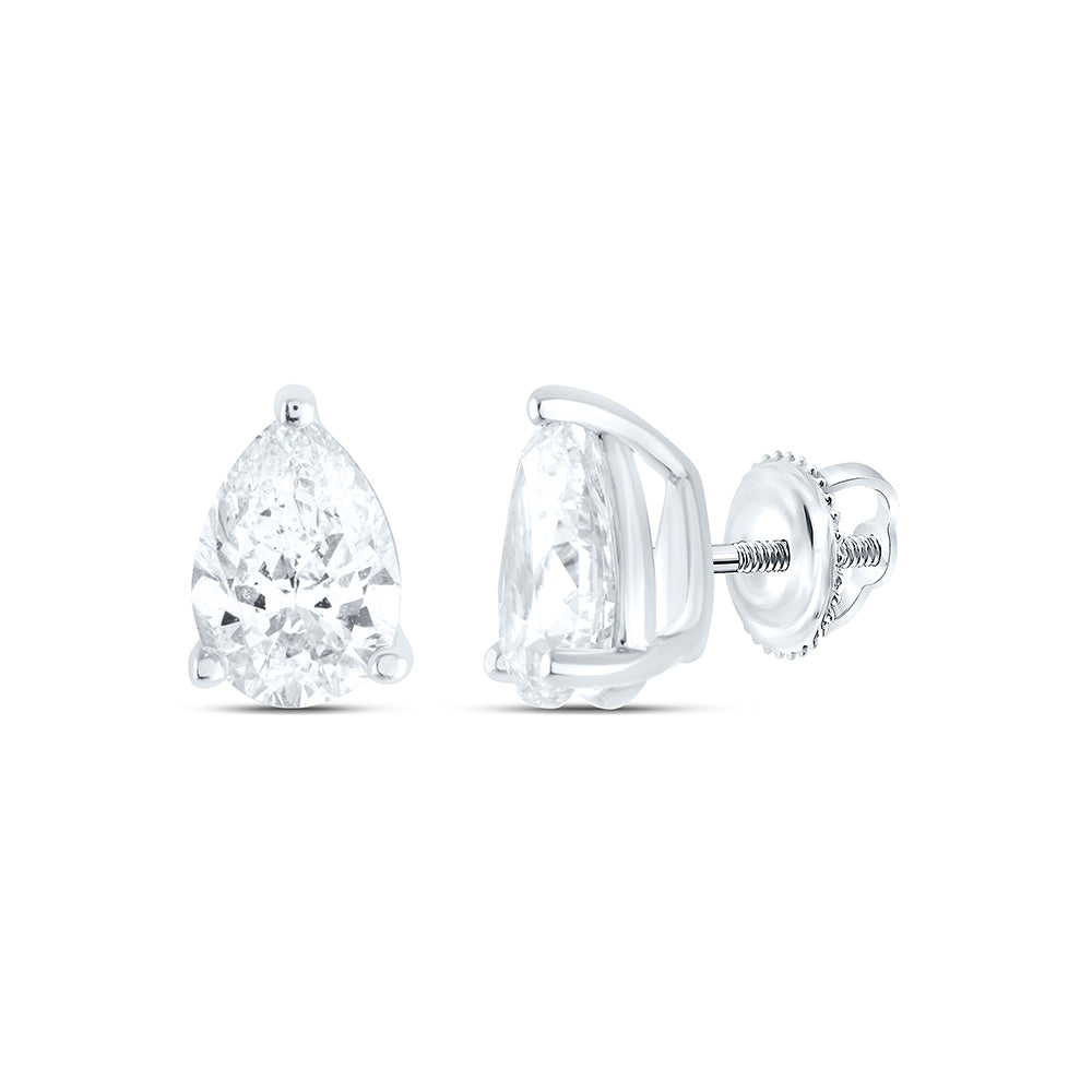 14K Yellow or White Gold 1/2 Ctw Natural Diamond I1-IJ Pear Solitaire Stud Earring