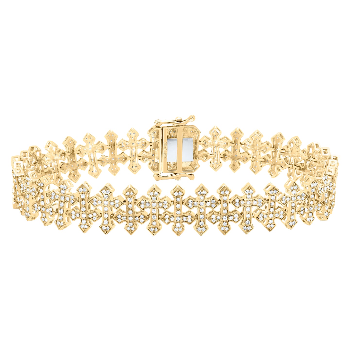 10K Two-Tone Gold or Yellow Gold 1 5/8 Ctw Natural Diamond Fashion Cross Mens Bracelet (8 Inch)