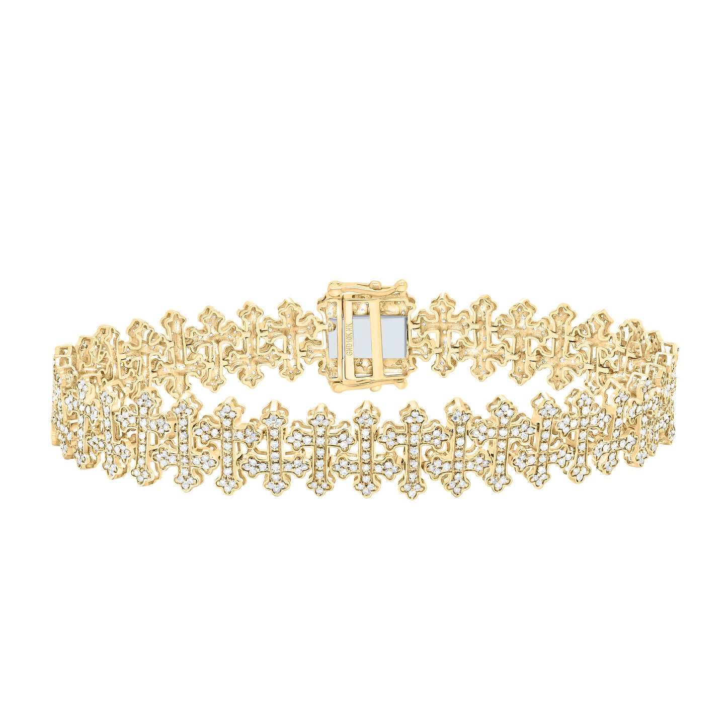 10K Two-Tone Gold or Yellow Gold 2 1/3 Ctw Natural Diamond Fashion Cross Mens Bracelet (8 Inch)