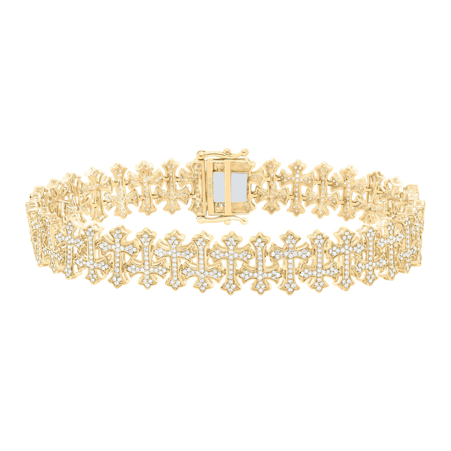 10K Two-Tone Gold or Yellow Gold 2 1/2 Ctw Natural Diamond Fashion Cross Mens Bracelet (8 Inch)