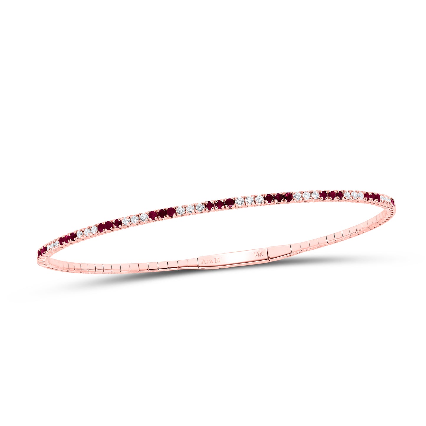 14K White or Rose Gold 3/8 Ctw Diamond Round Natural Gem Tennis Bangle (60X50MM)