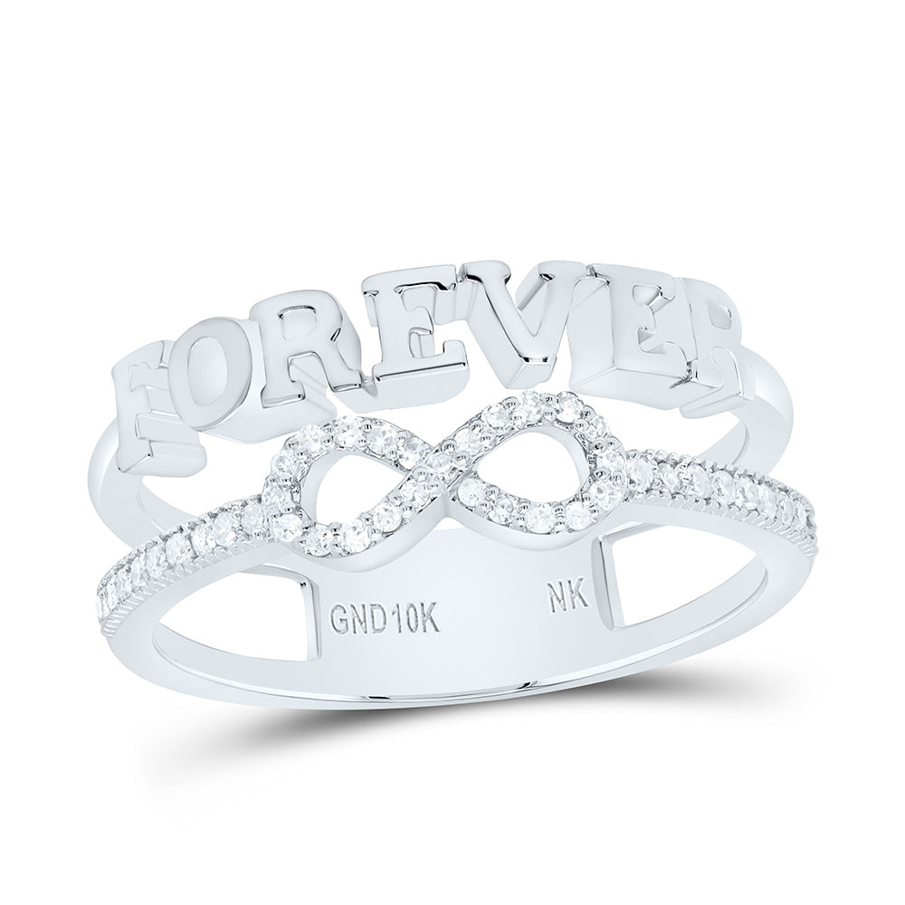 10K Yellow or White Gold 1/6 Ctw Natural Diamond Gift "Forever" Inifinity Ring, Womens Size: 5-9