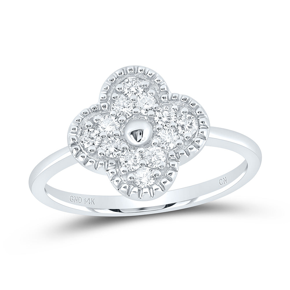 14K White Gold 1/3Cttw Natural Diamond Gift Clover Ring