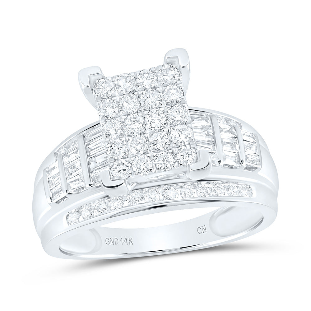 14K White Gold 1 Ctw Natural Diamond Cindy Ring, Womens Size: 5-9