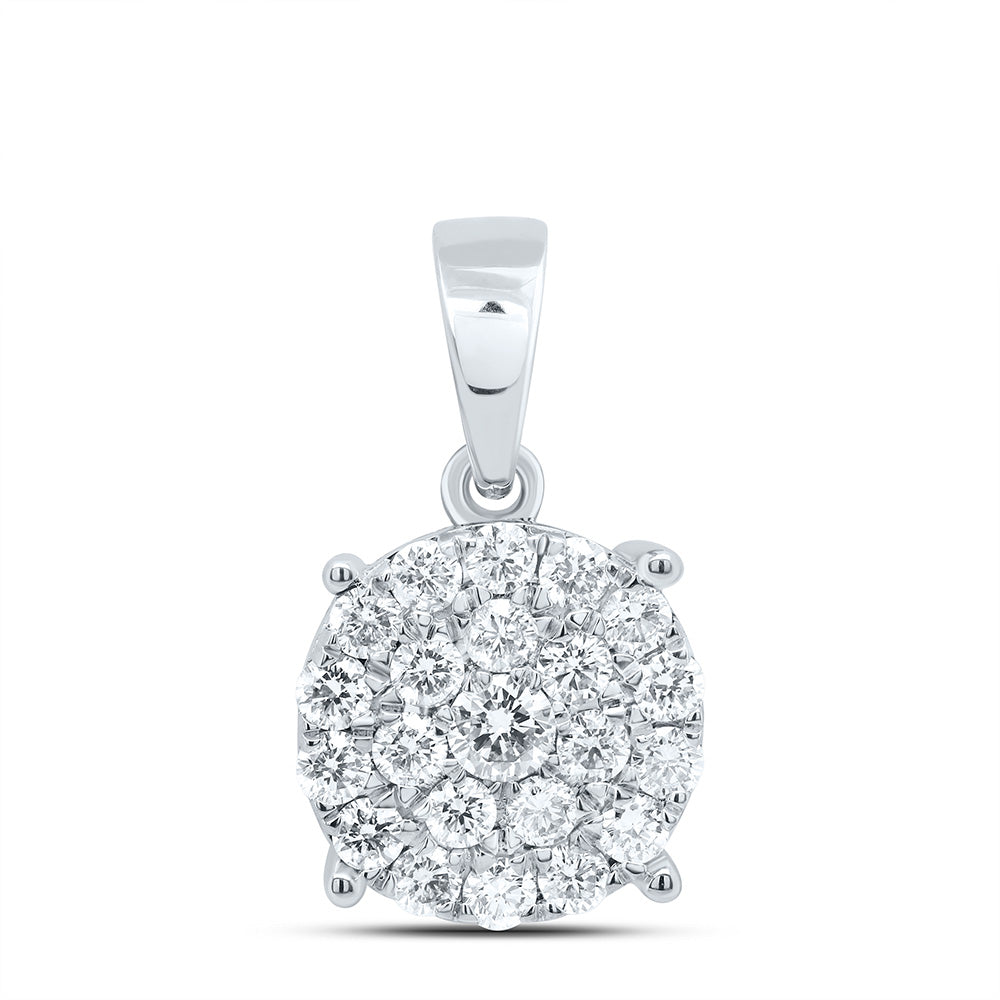 14K Yellow or White Gold 2 Ctw Natural Diamond Fashion Round Pendant