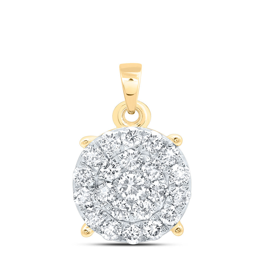 14K Yellow or White Gold 1 1/2 Ctw Natural Diamond Fashion Round Pendant