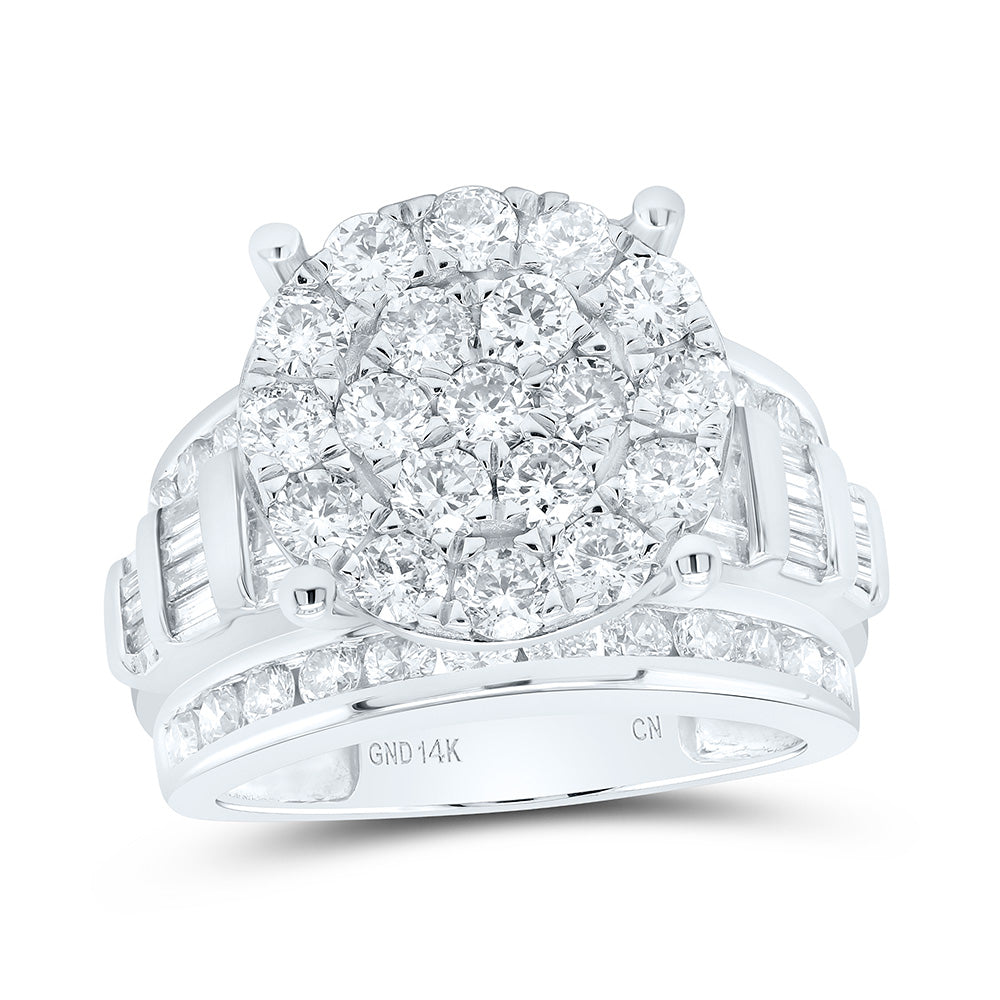 10K White Gold Round Diamond Cluster Bridal Wedding Engagement Band