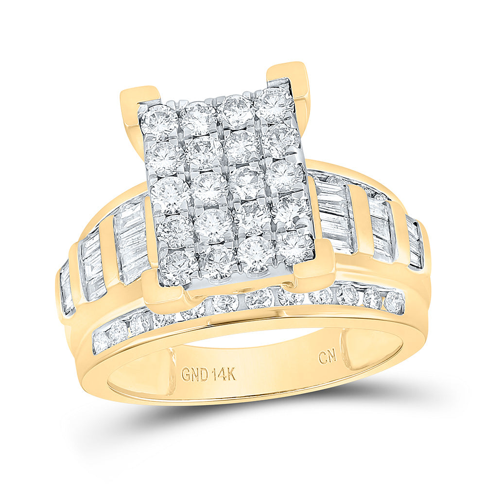 14K Yellow Gold 1 1/2 Ctw Natural Diamond Cindy Ring, Womens Size: 5-9
