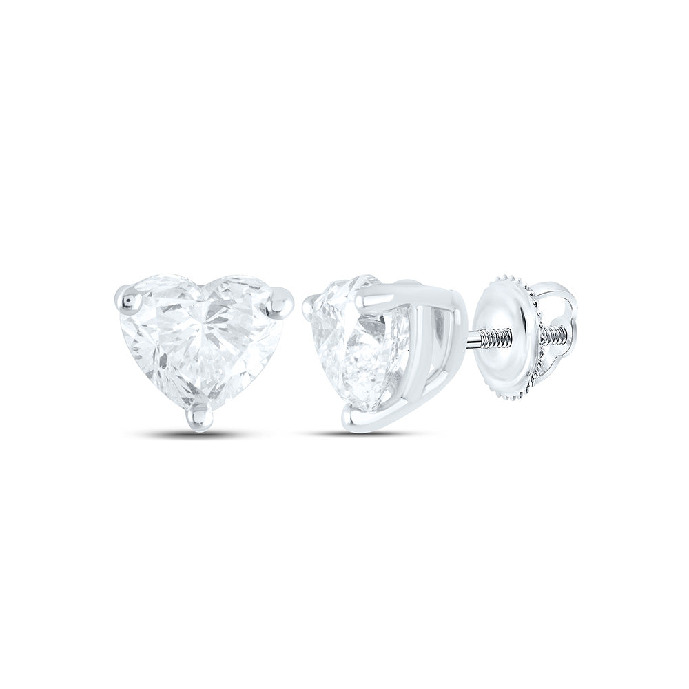 14K Yellow or White Gold 1/5 Ctw Natural Diamond I1-IJ Heart Solitaire Stud Earring