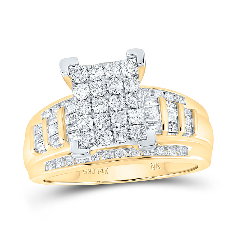 14K Yellow Gold 1 Ctw Natural Diamond Fashion Ring, Womens Size: 5-9