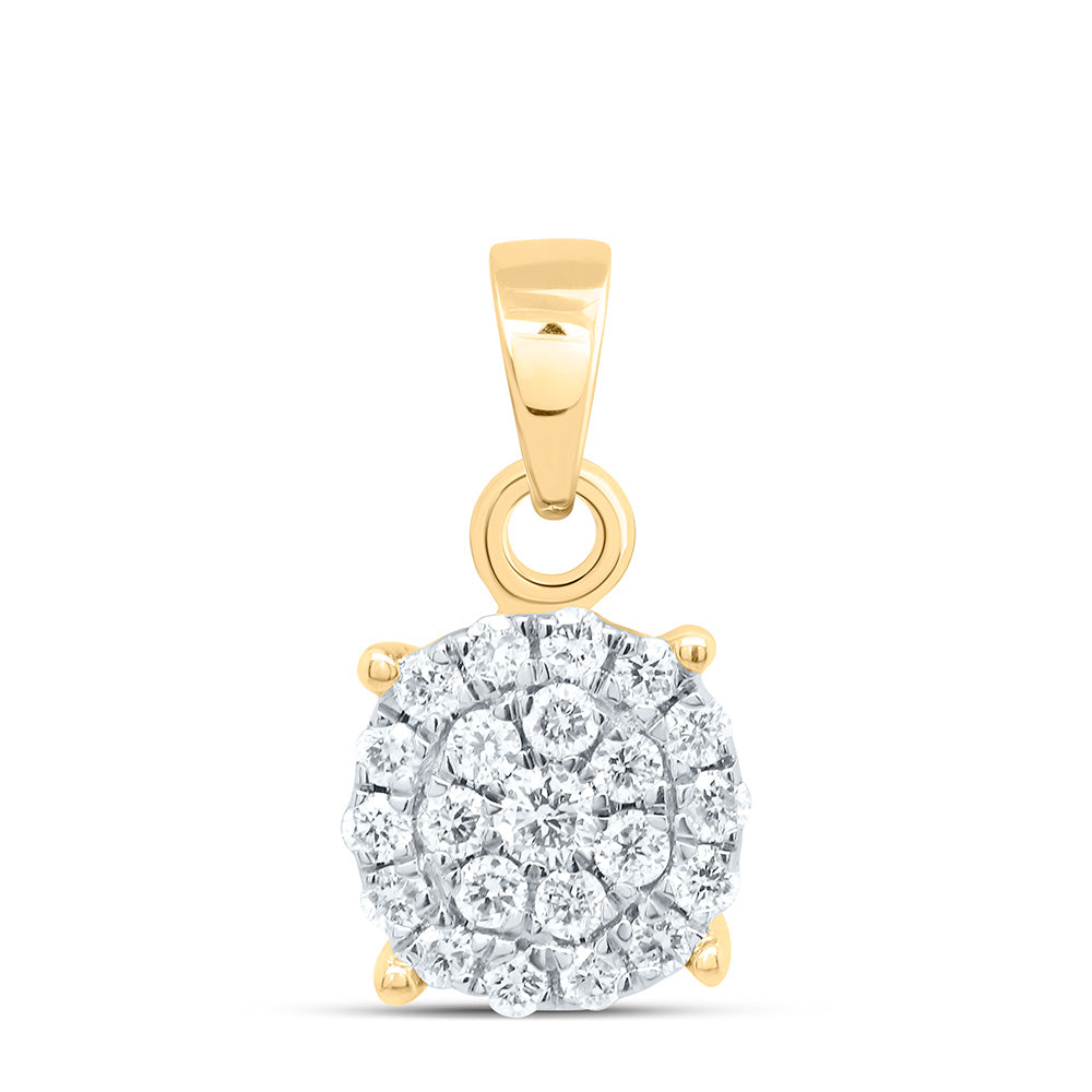 14K Yellow or White Gold 1/4 Ctw Natural Diamond Fashion Round Pendant