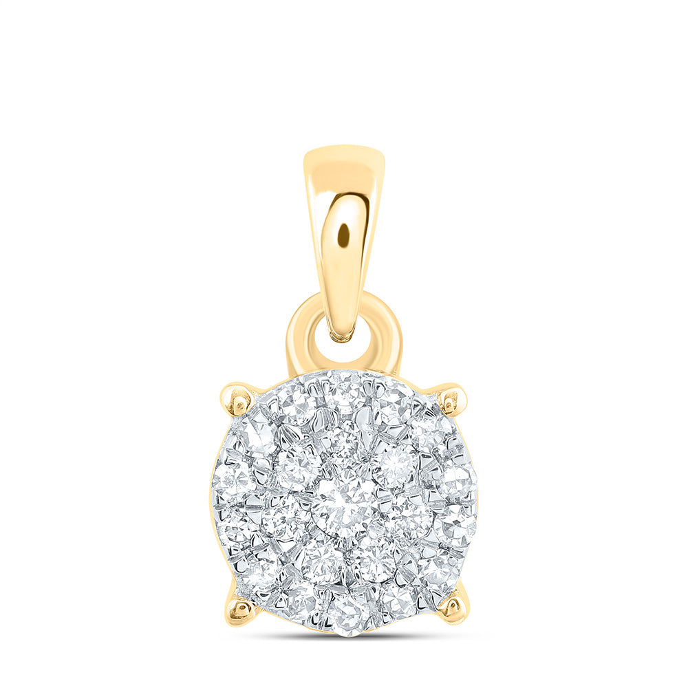 14K Yellow or White or Rose Gold 1/6 Ctw Natural Diamond Fashion Round Pendant
