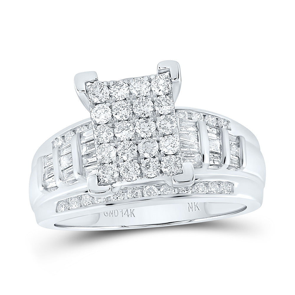 14K White Gold 1 Ctw Natural Diamond Fashion Ring, Womens Size: 5-9