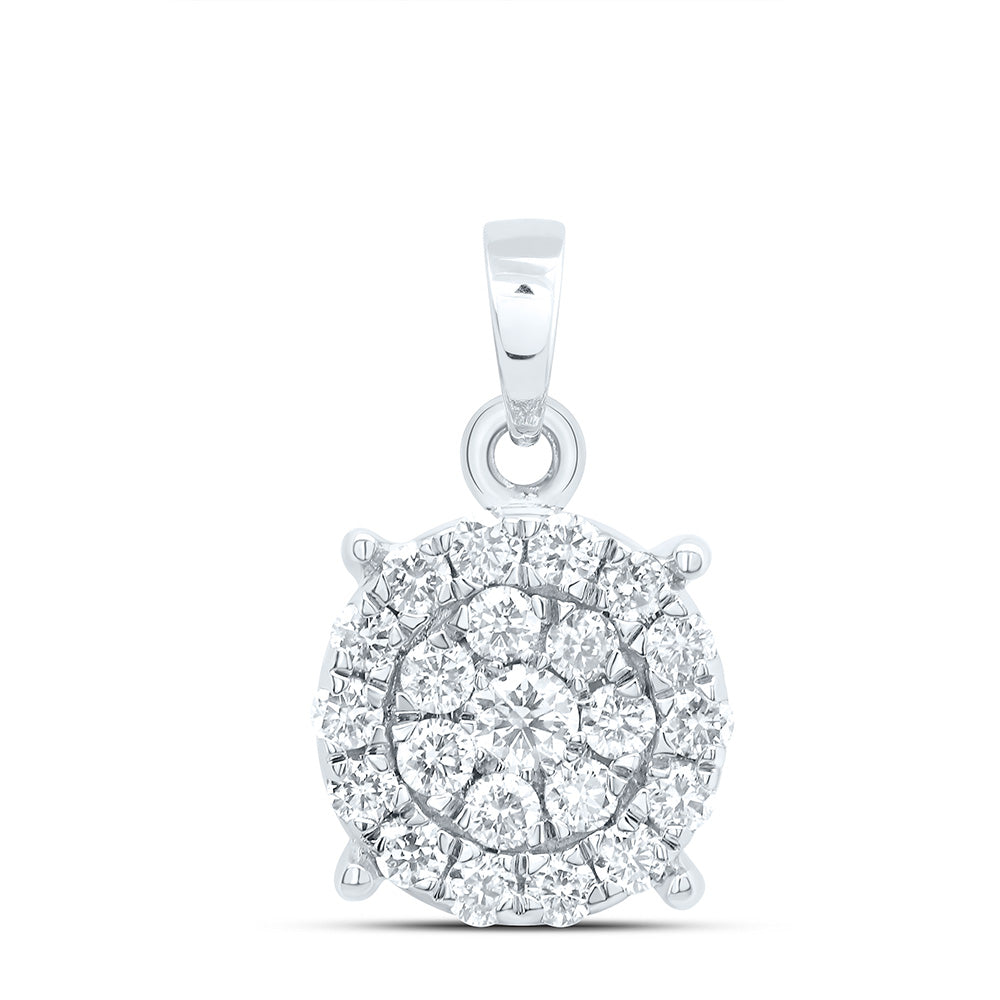 14K Yellow or White Gold 1/2 Ctw Natural Diamond Fashion Round Pendant