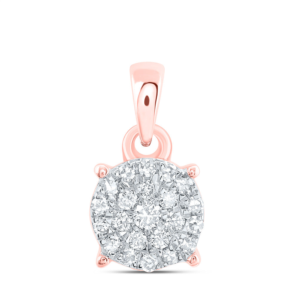 14K Yellow or White or Rose Gold 1/6 Ctw Natural Diamond Fashion Round Pendant