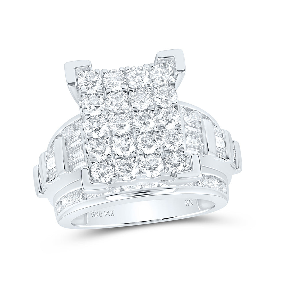 14K White Gold 3 Ctw Natural Diamond Fashion Ring, Womens Size: 5-9