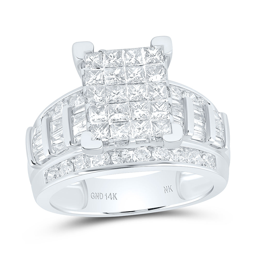 14K White Gold 2 Ctw Natural Diamond Fashion Ring, Womens Size: 5-9
