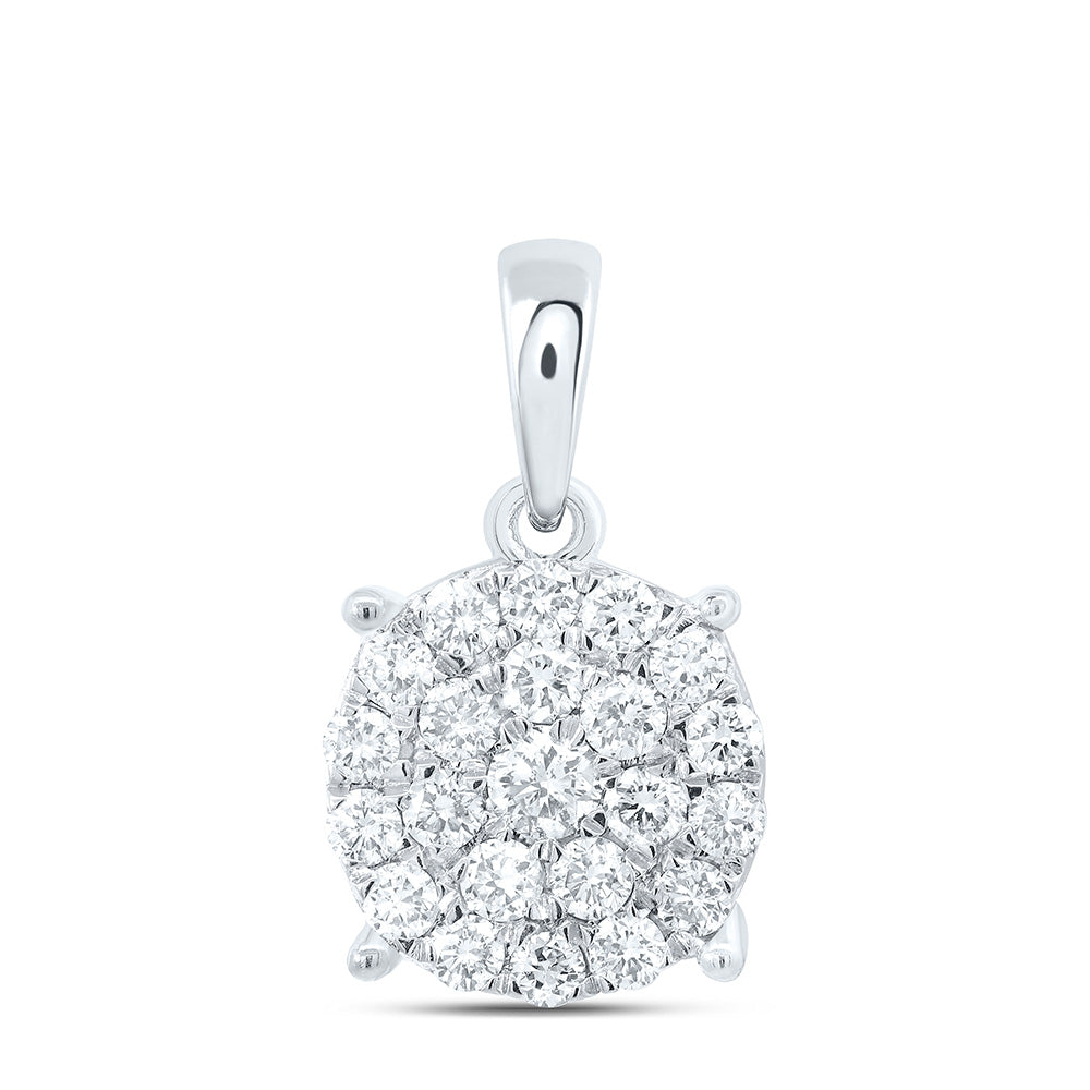14K Yellow or White Gold 3/4 Ctw Natural Diamond Fashion Round Pendant