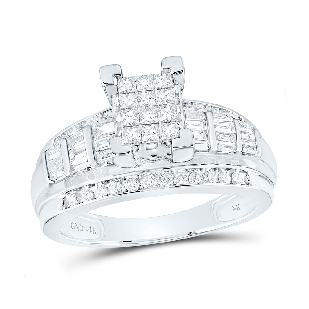 14K White Gold 7/8 Ct Natural Diamond Fashion Ring, Womens Size: 5-9