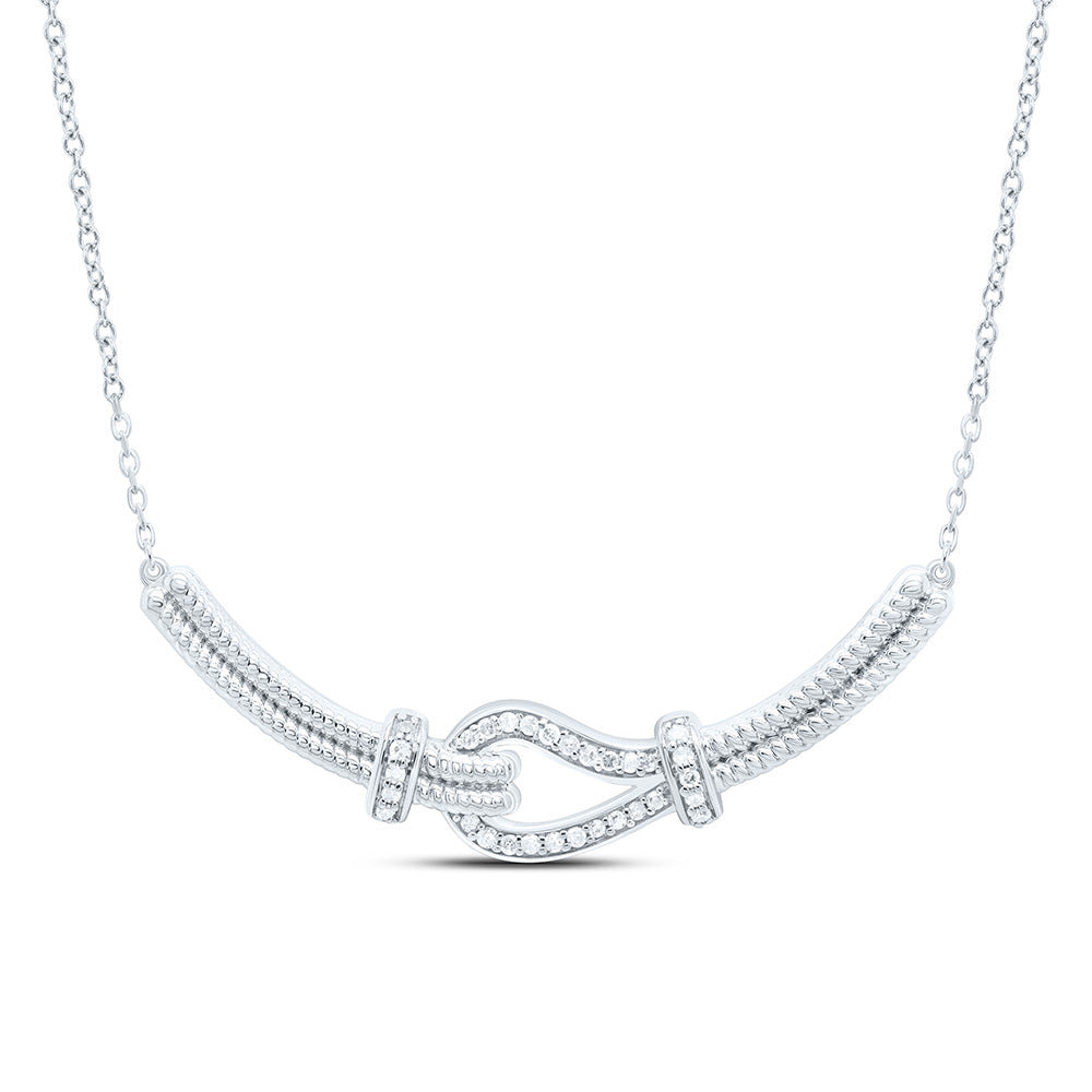Sterling Silver White-Tone 1/6 Ctw Natural Diamond Necklace (18 Inch)