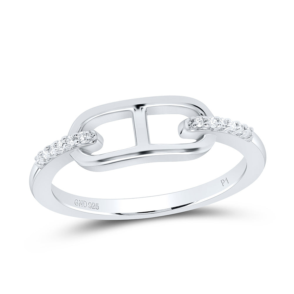 Sterling Silver White-Tone 1/20 Ctw Natural Diamond Ring, Womens Size: 5-9