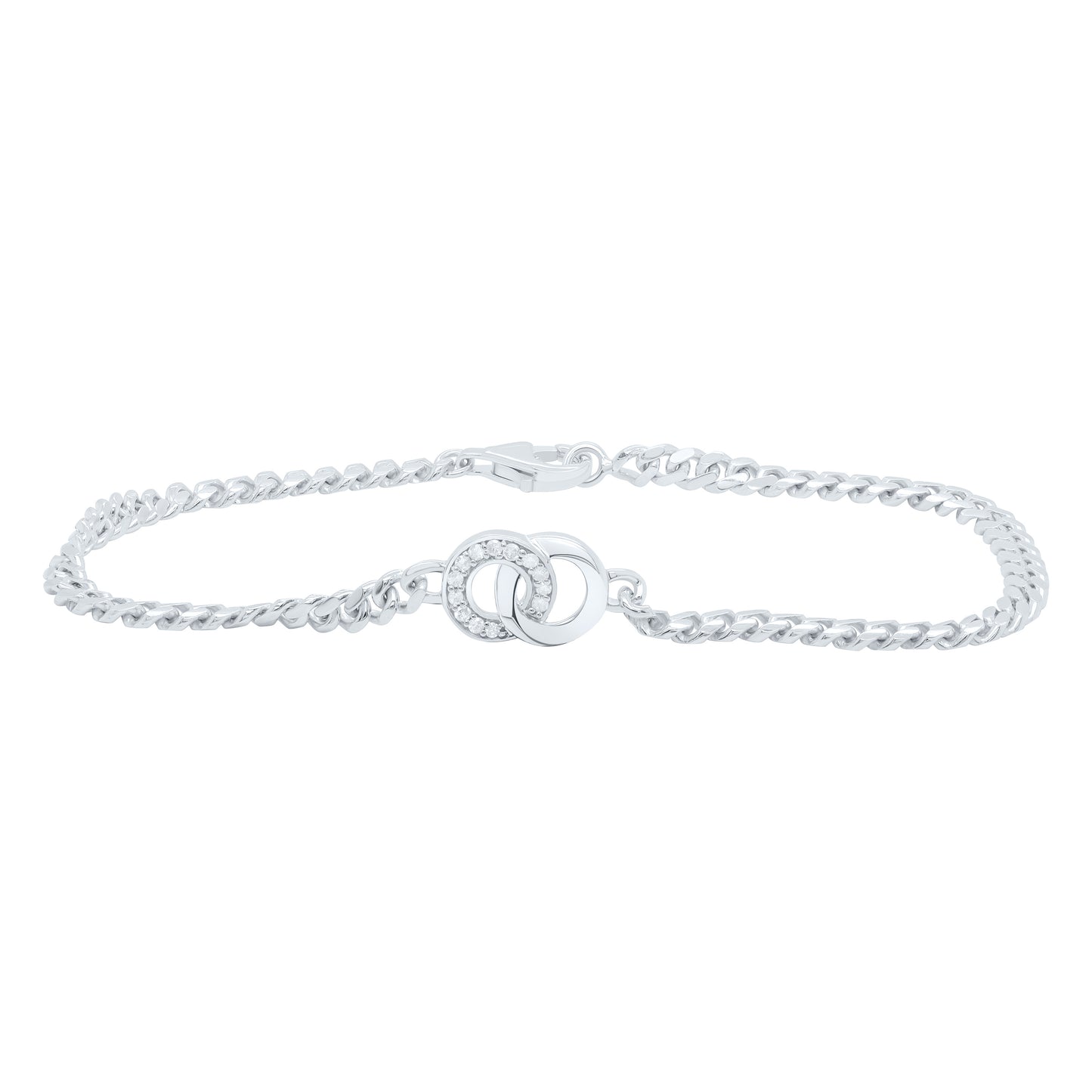 Sterling Silver White-Tone 1/10 Ctw Natural Diamond Bracelet (7 Inch)