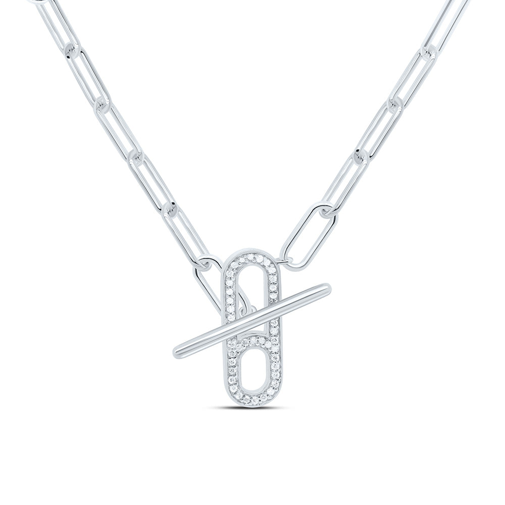 Sterling Silver White-Tone 1/6 Ctw Natural Diamond Necklace (18 Inch)