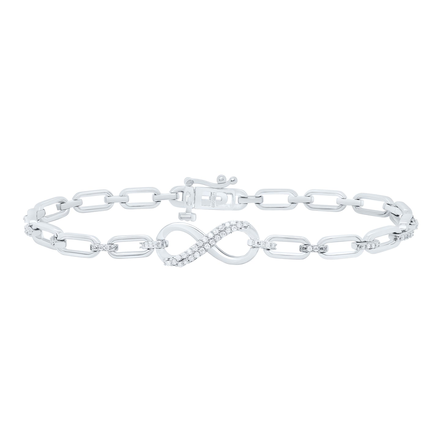 Sterling Silver White-Tone 1/4 Ctw Natural Diamond Infinity Bracelet (7 Inch)