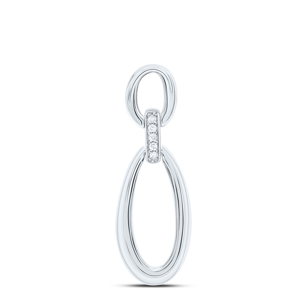 Sterling Silver White-Tone 0.03 Ctw Natural Diamond Pendant