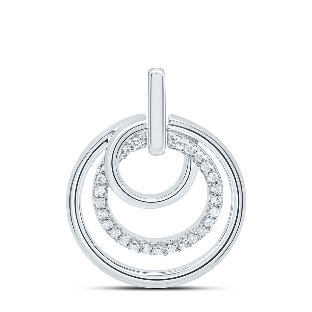 Sterling Silver White-Tone 1/8 Ctw Natural Diamond Pendant