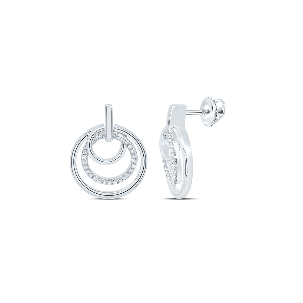 Sterling Silver White-Tone 1/5 Ctw Natural Diamond Earring
