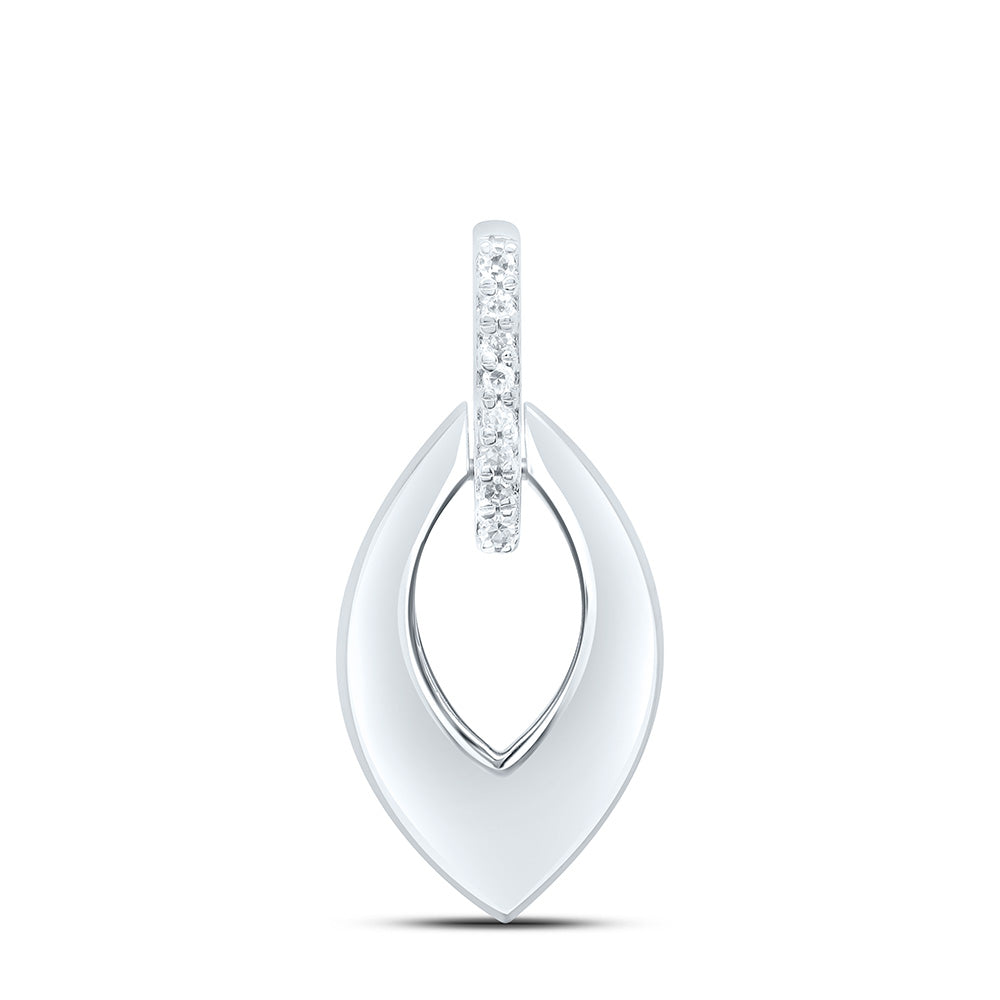 Sterling Silver White-Tone 1/20 Ctw Natural Diamond Pendant
