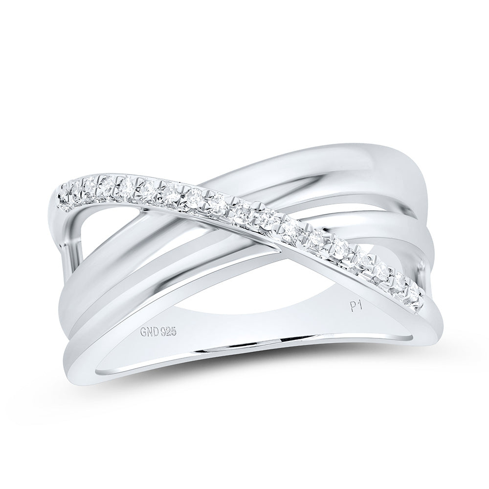 Sterling Silver White-Tone 1/8 Ctw Natural Diamond Ring, Womens Size: 5-9