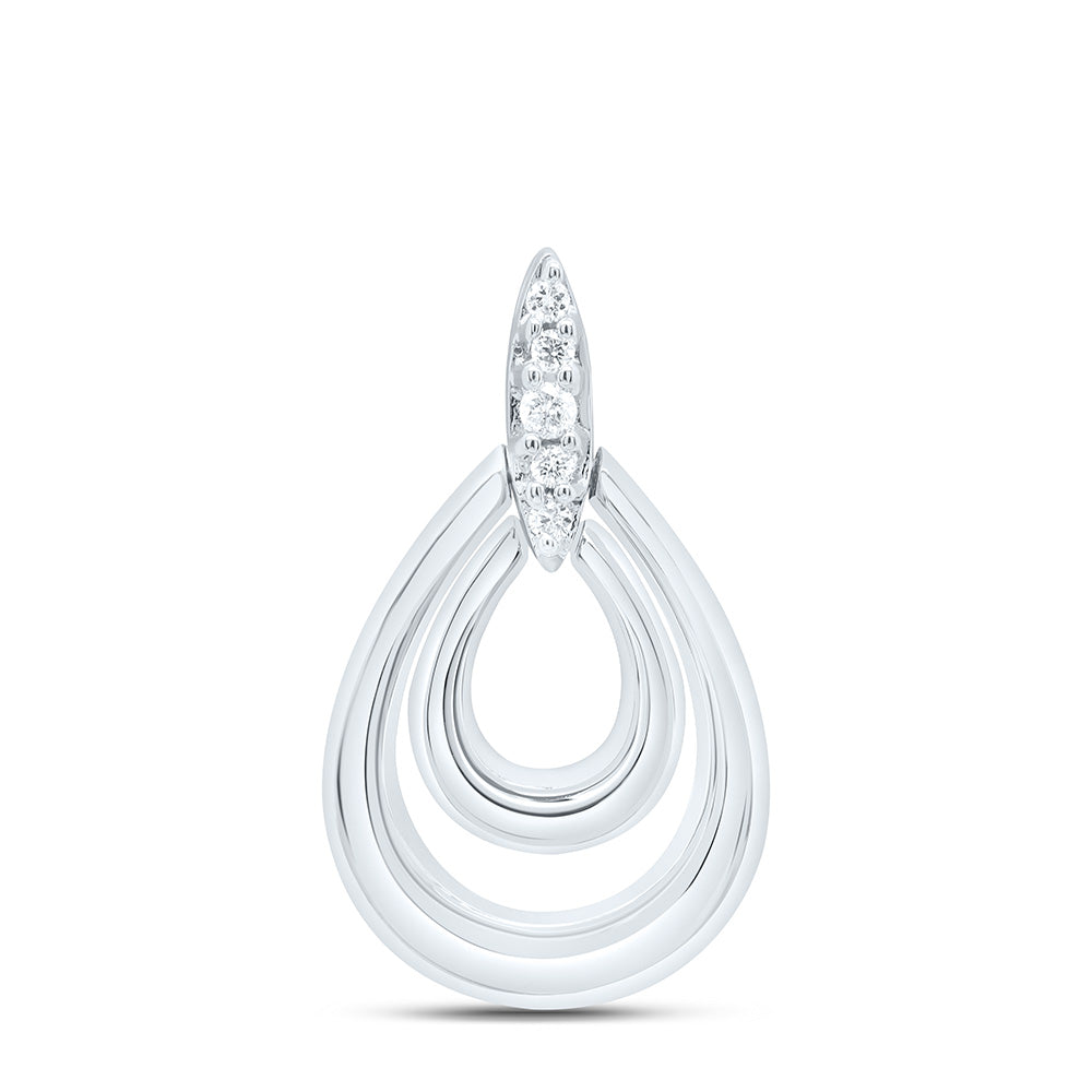 Sterling Silver White-Tone 1/20 Ctw Natural Diamond Pear Pendant