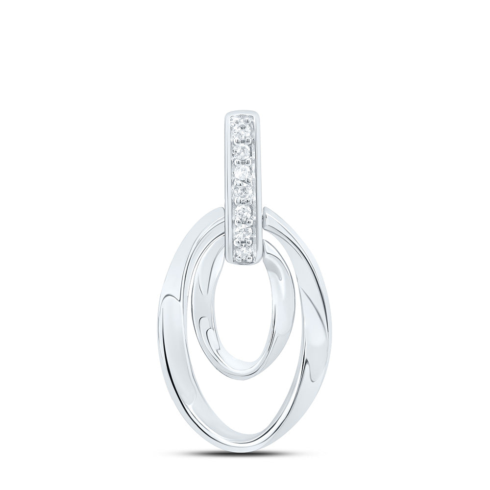 Sterling Silver White-Tone 1/20 Ctw Natural Diamond Pendant